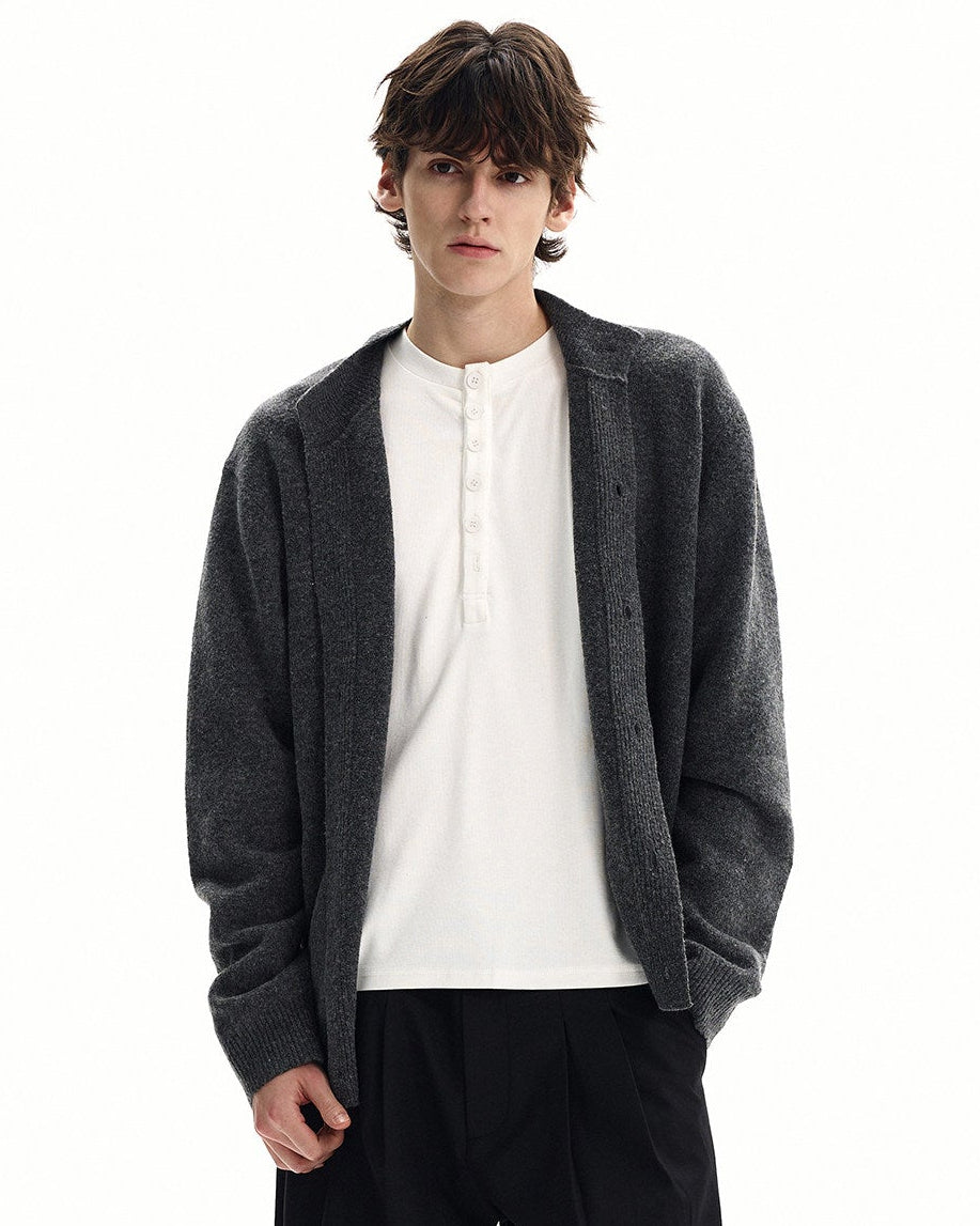 Merino Wool Solid Knit Cardigan
