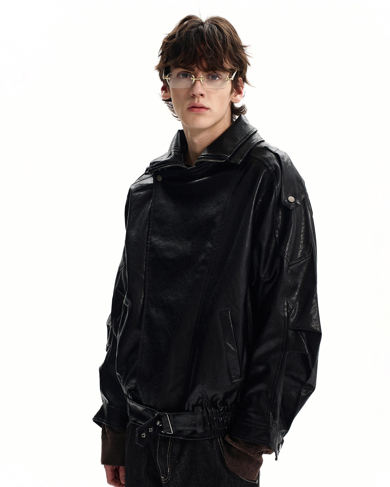 Modern Leather Stand Collar Jacket
