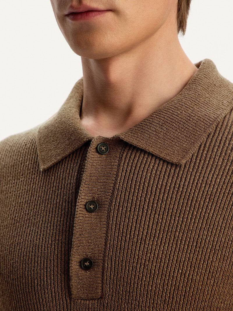 Cotton and linen polo shirt Mocca - Tour&Tate