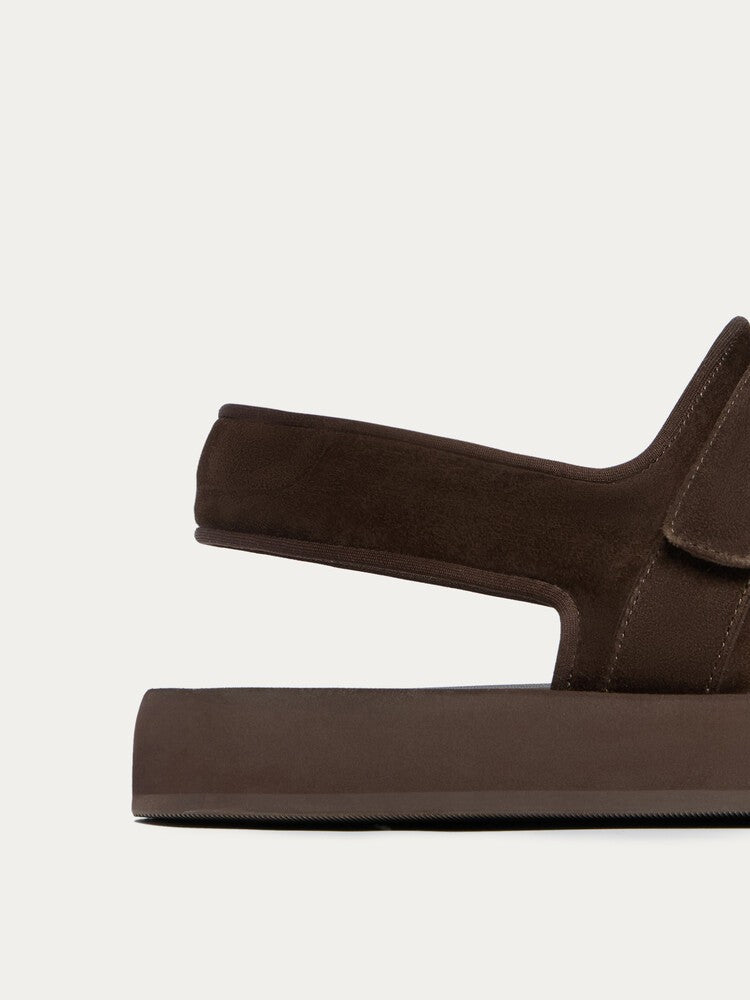 Sandalias de tiras de ante Chocolate oscuro