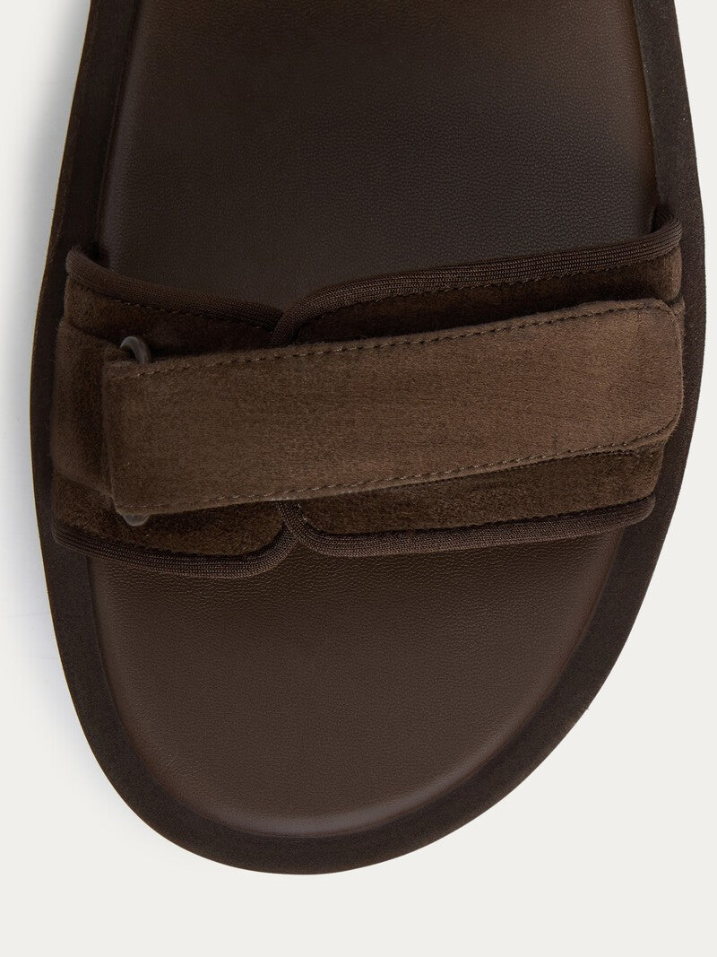 Sandalias de tiras de ante Chocolate oscuro