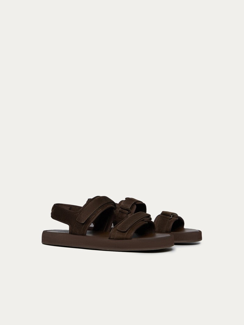 Sandalias de tiras de ante Chocolate oscuro