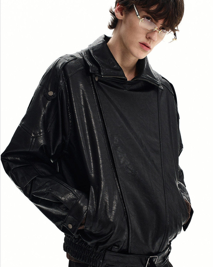 Modern Leather Stand Collar Jacket
