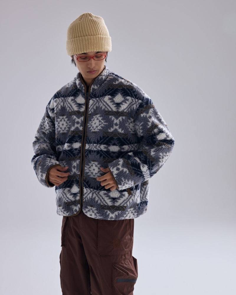 Nordic Pattern Fleece Zip Jacket
