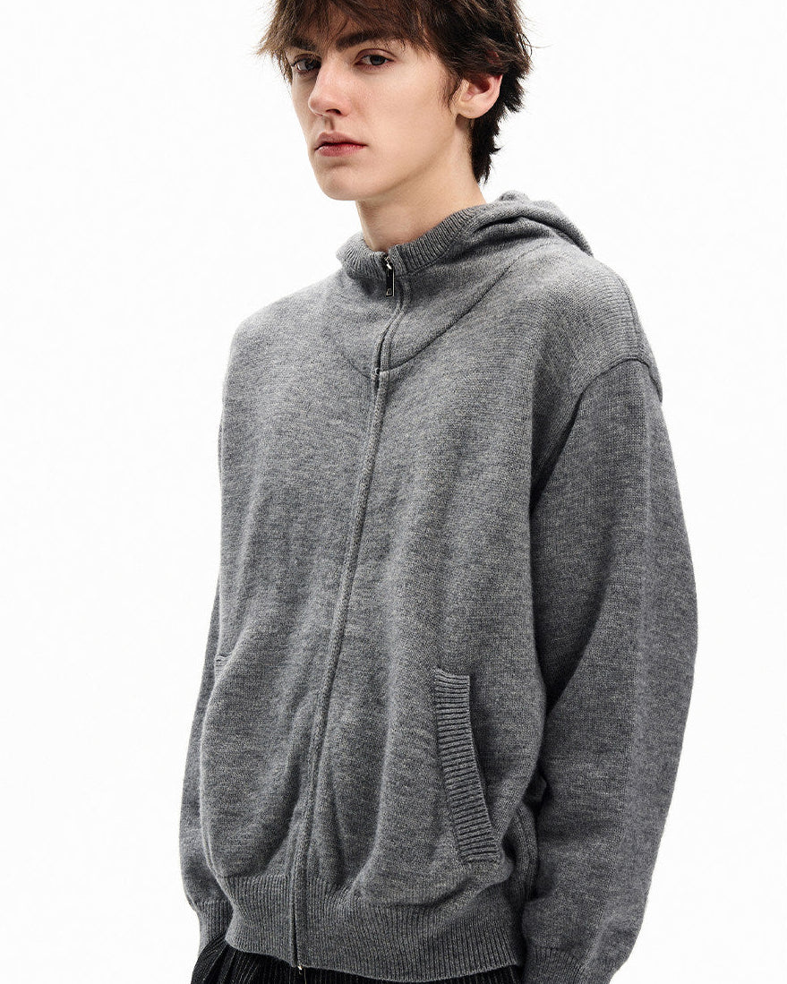 Hooded Knit Harrington Cardigan