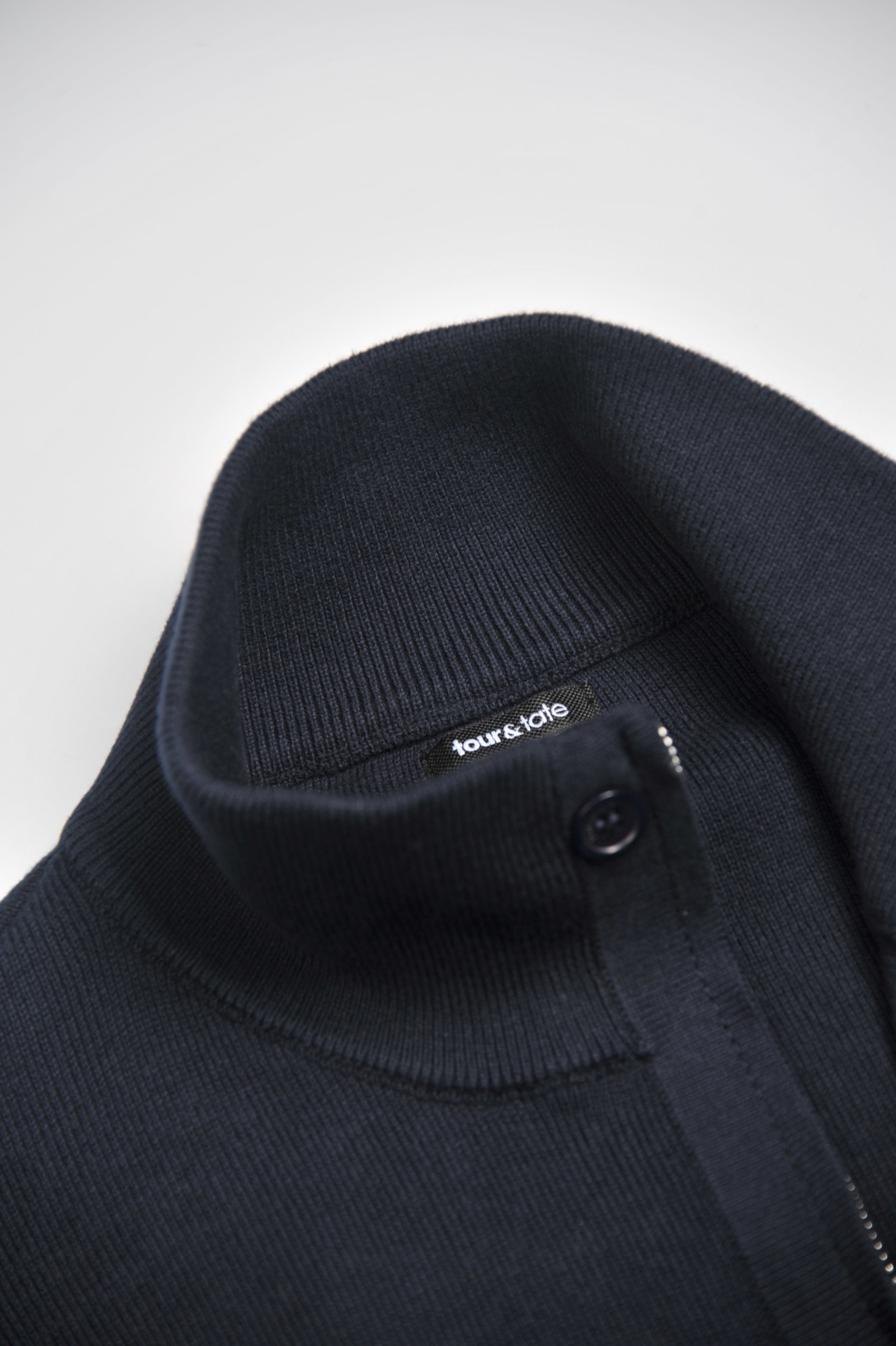 Navy Half-Zip Mock Neck Sweater