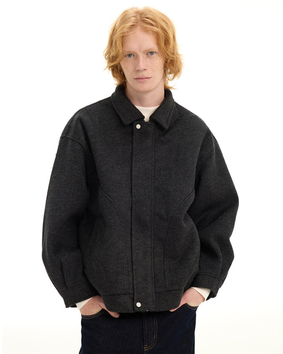Textured Wool-Blend Short Jacket