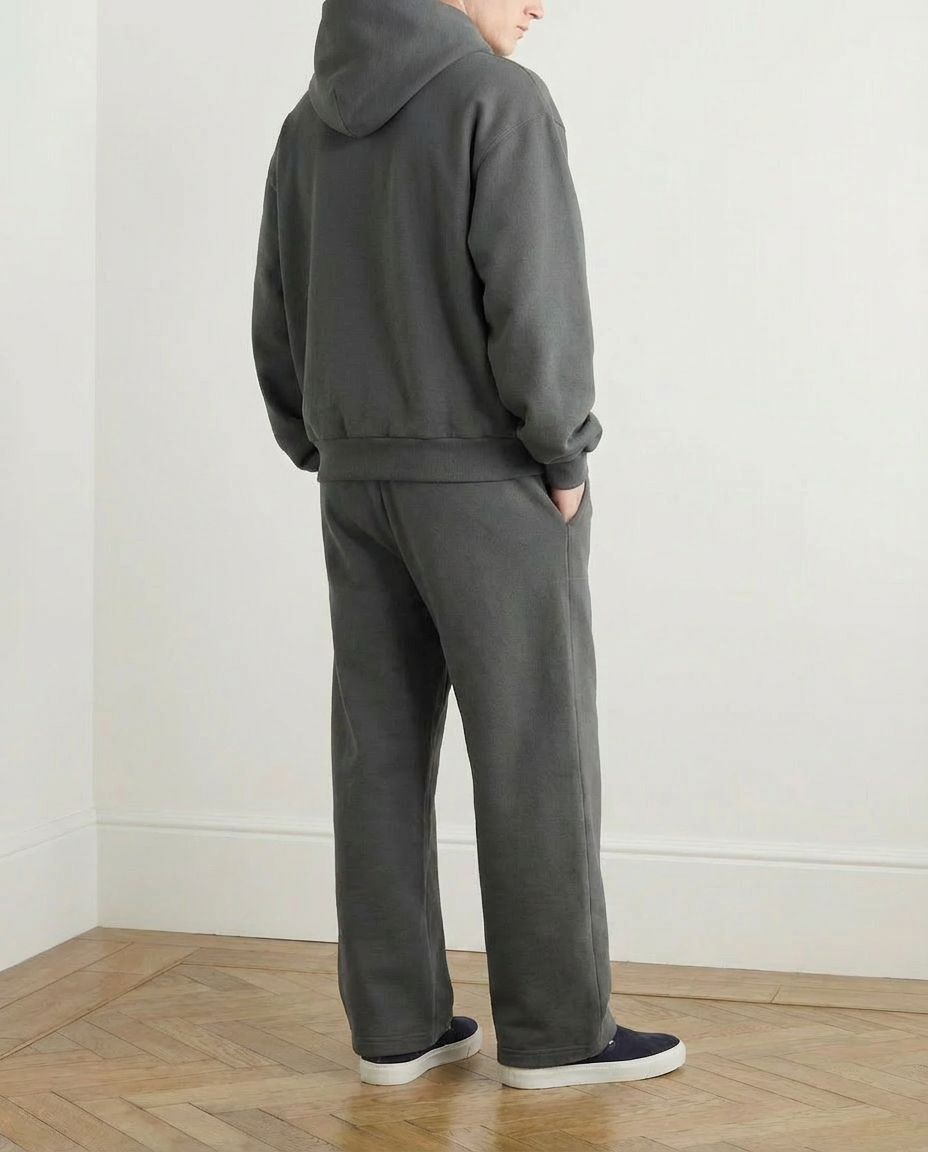 2-piece Wide Loose Fit Hoodie and Joggers Set - Dark Grey