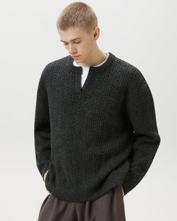 Pull à col échancré en maille torsadée