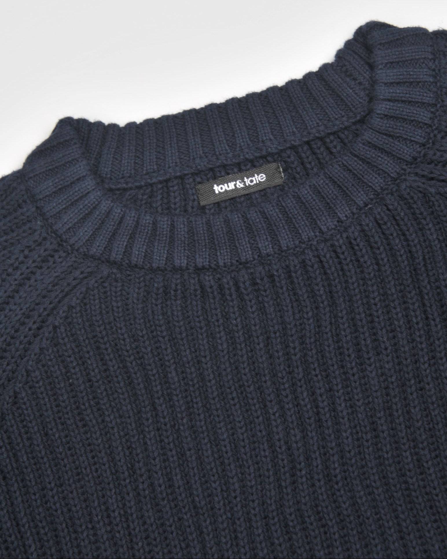 Navy English Rib Crewneck - Tour&Tate