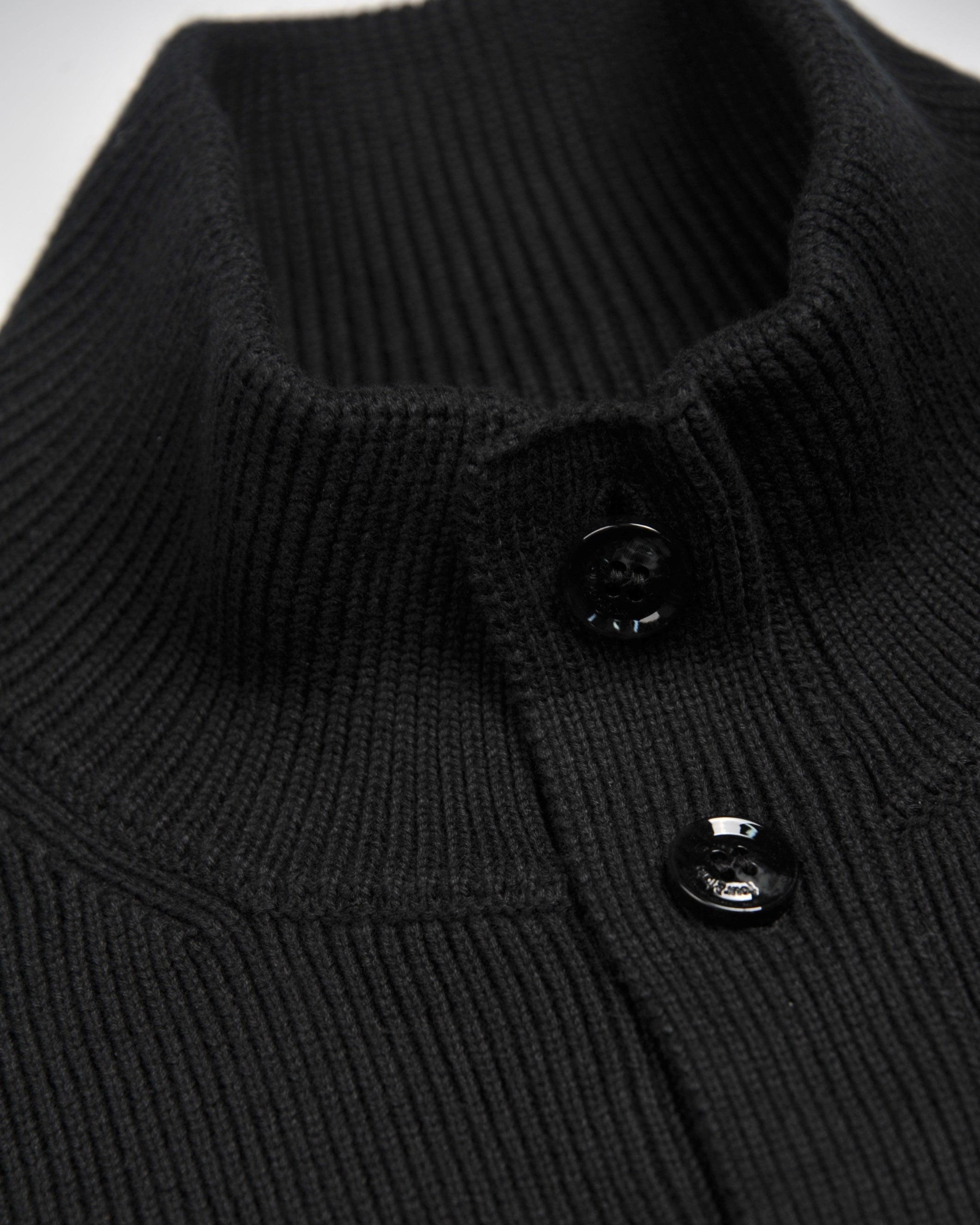 Black Ribbed Button Closure Cardigan