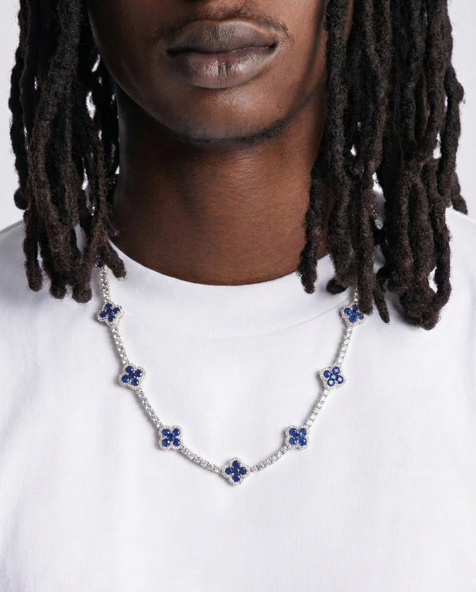 Azure Clover Tennis Necklace