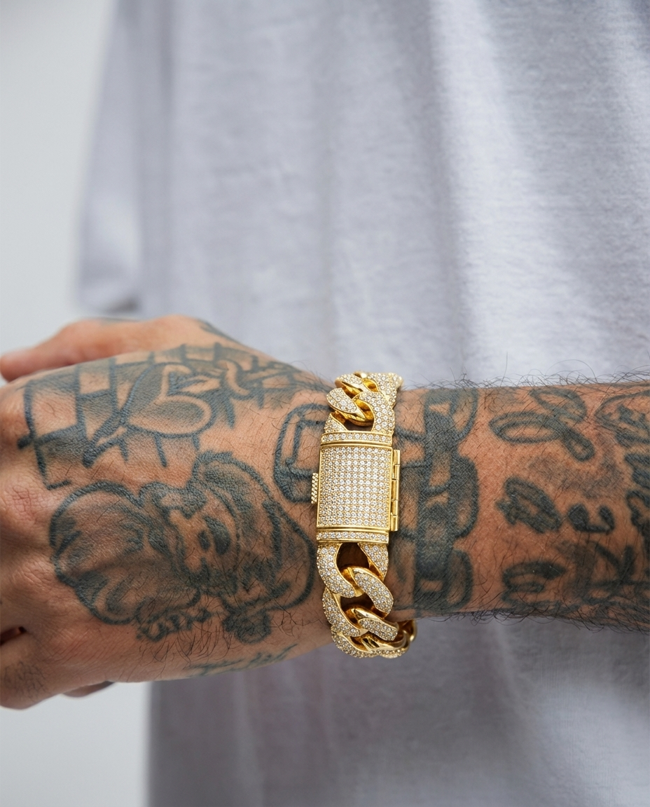 Fully Iced Locked Cuban Bracelet