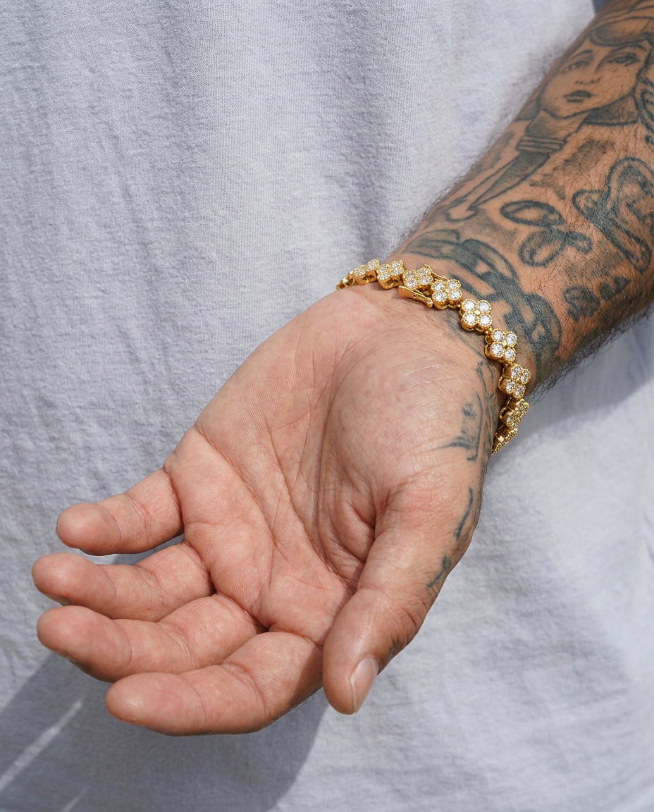 Floral Iced Tennis Bracelet