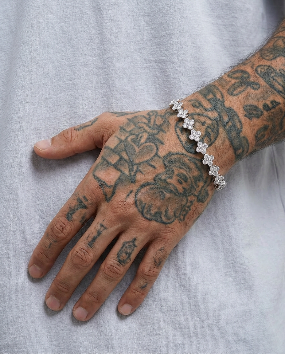 Floral Iced Tennis Bracelet