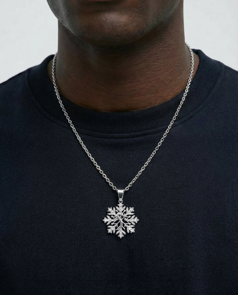 Icy Snowflake Lock Necklace – Silver Edition