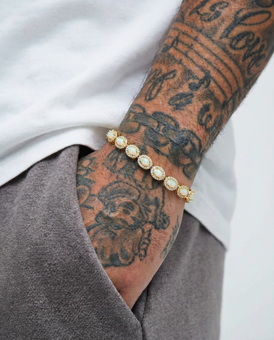 Opal Halo Tennis Bracelet