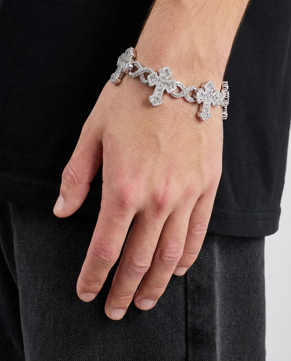 Elite Iced Cross Link Bracelet