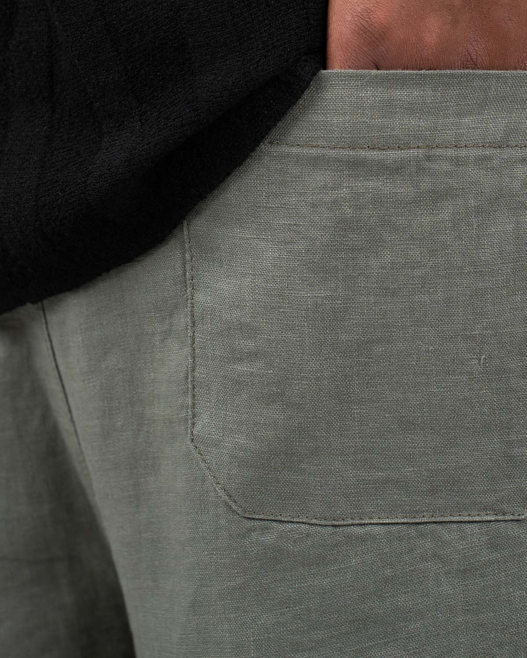 Olive Classic Baggy Linen Pants