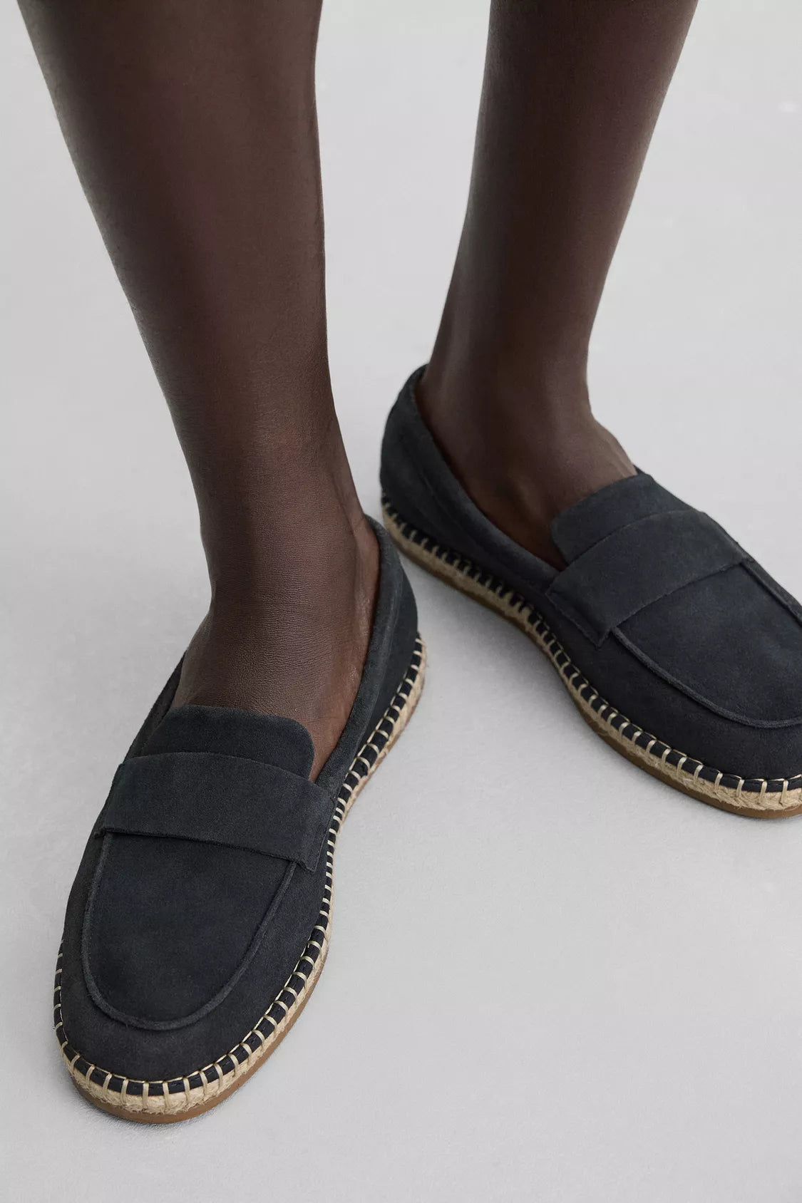 ESPADRILLES MOCASSINS EN CUIR MARINE
