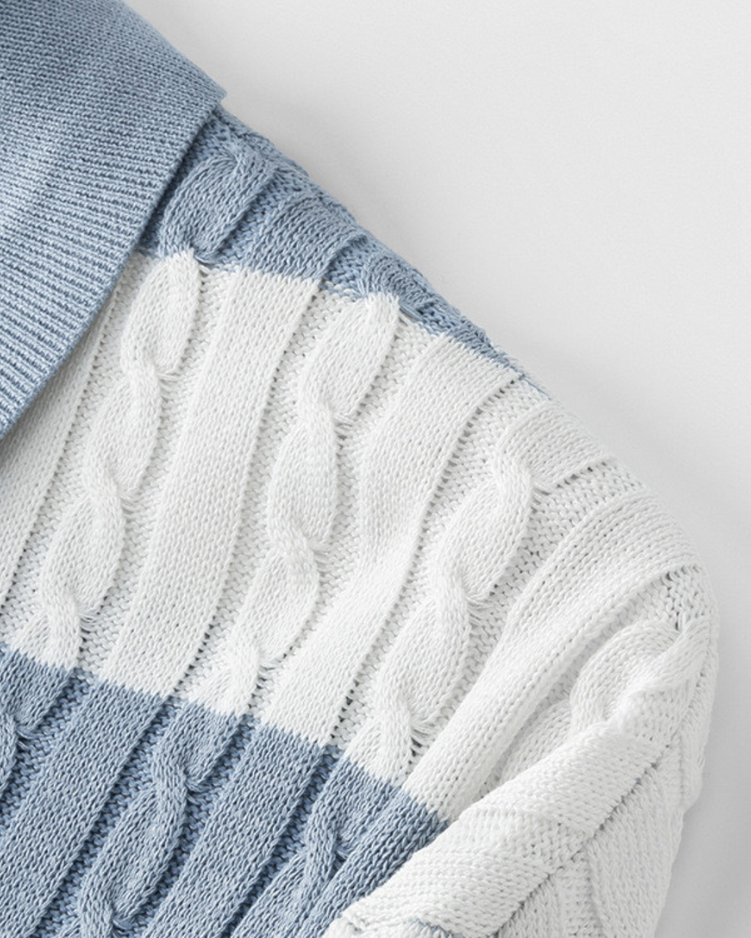 Cable‑Knit Striped Polo