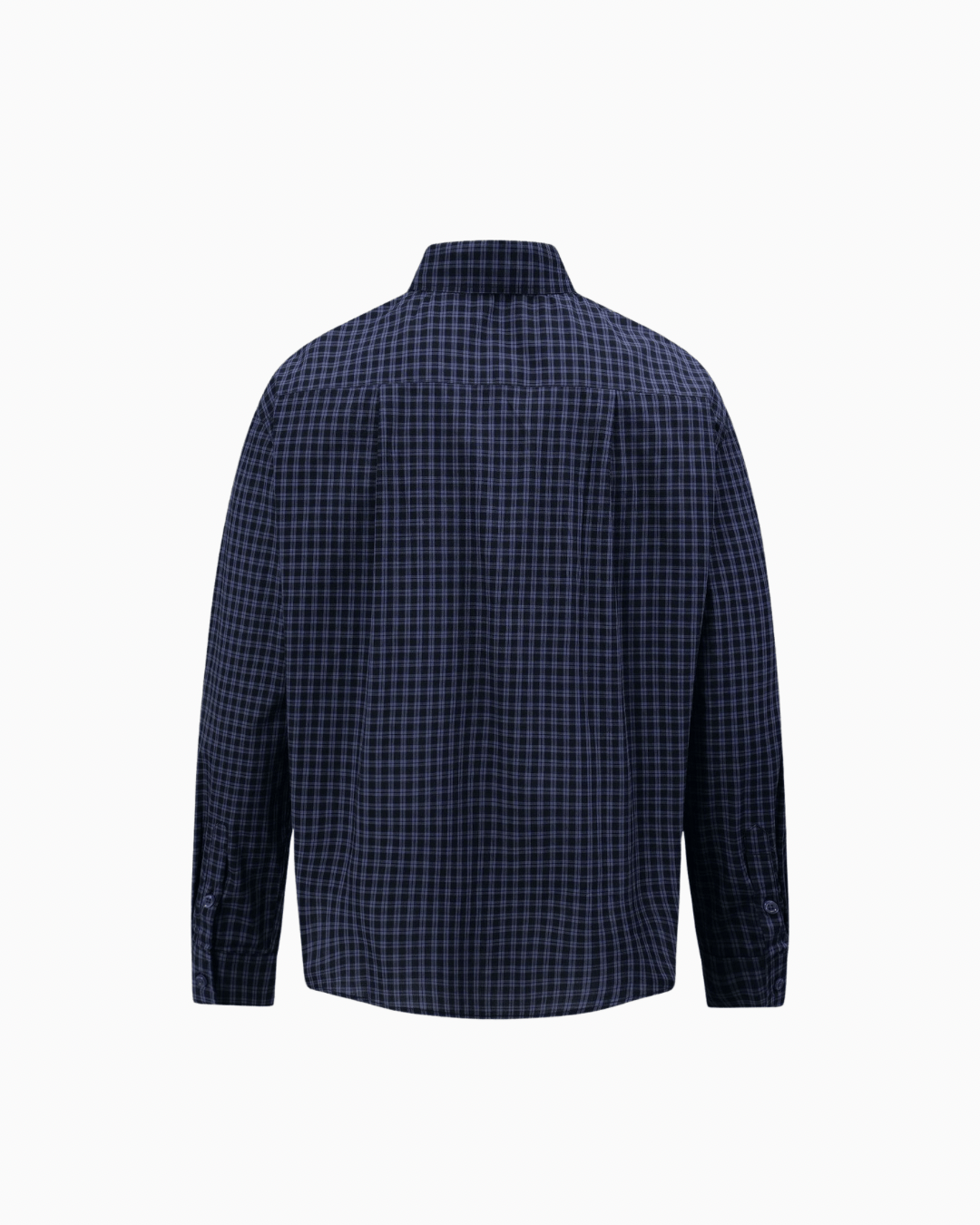 Navy Check Button‑Down Shirt