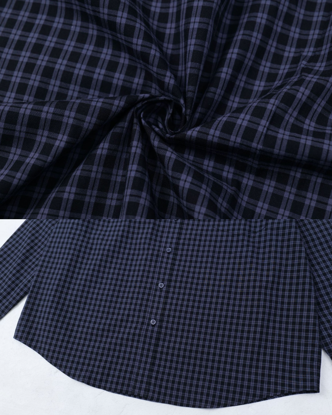 Chemise boutonnée à carreaux, marine