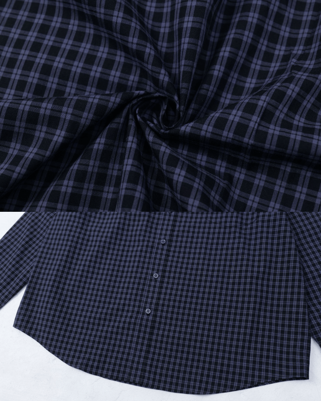Navy Check Button‑Down Shirt