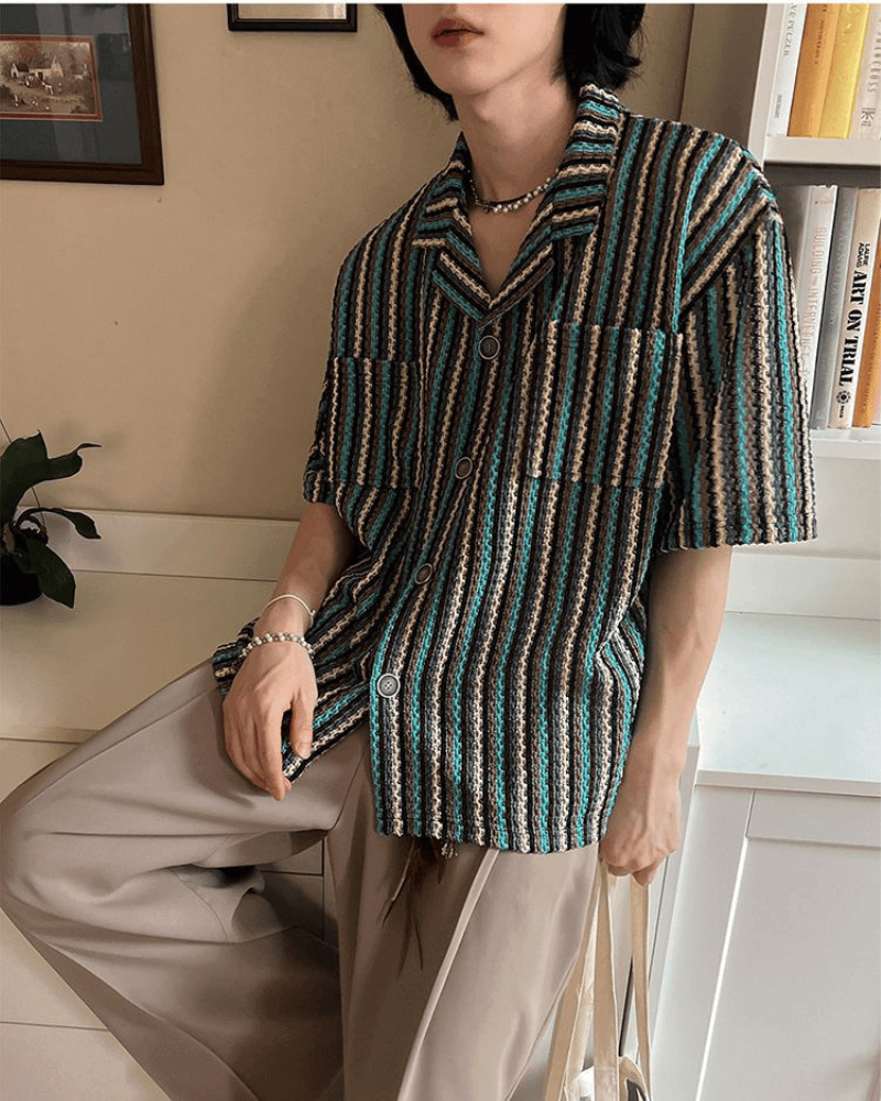 Striped Textured Resort Shirt