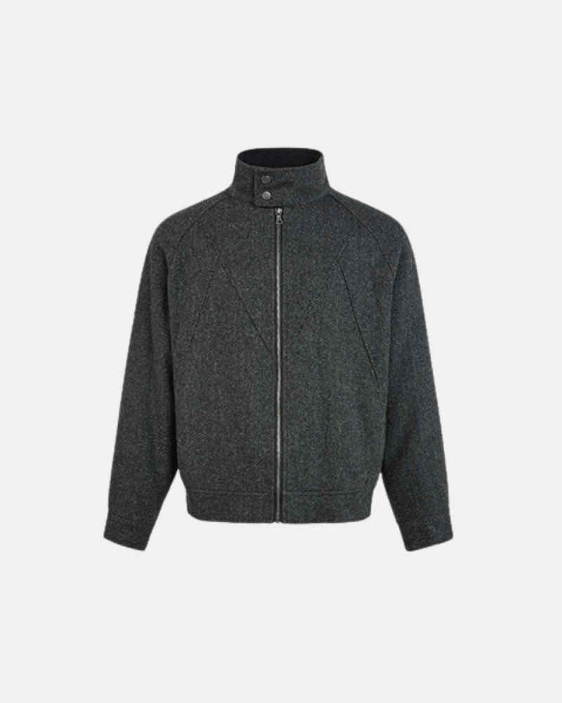 High‑Neck Wool Zip Jacket