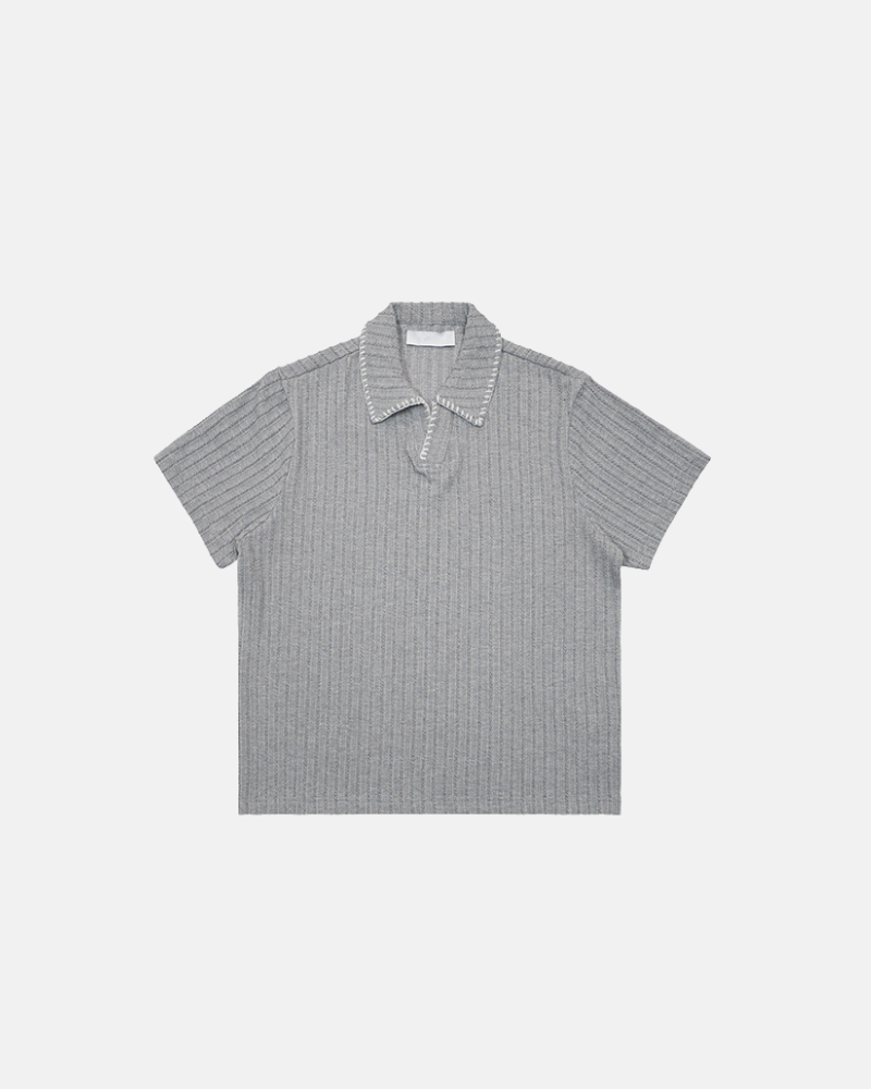 Ribbed Knit Polo Tee