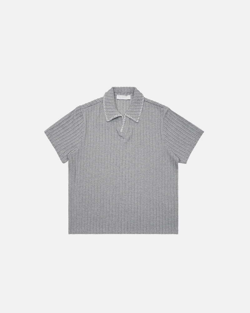 Ribbed Knit Polo Shirt
