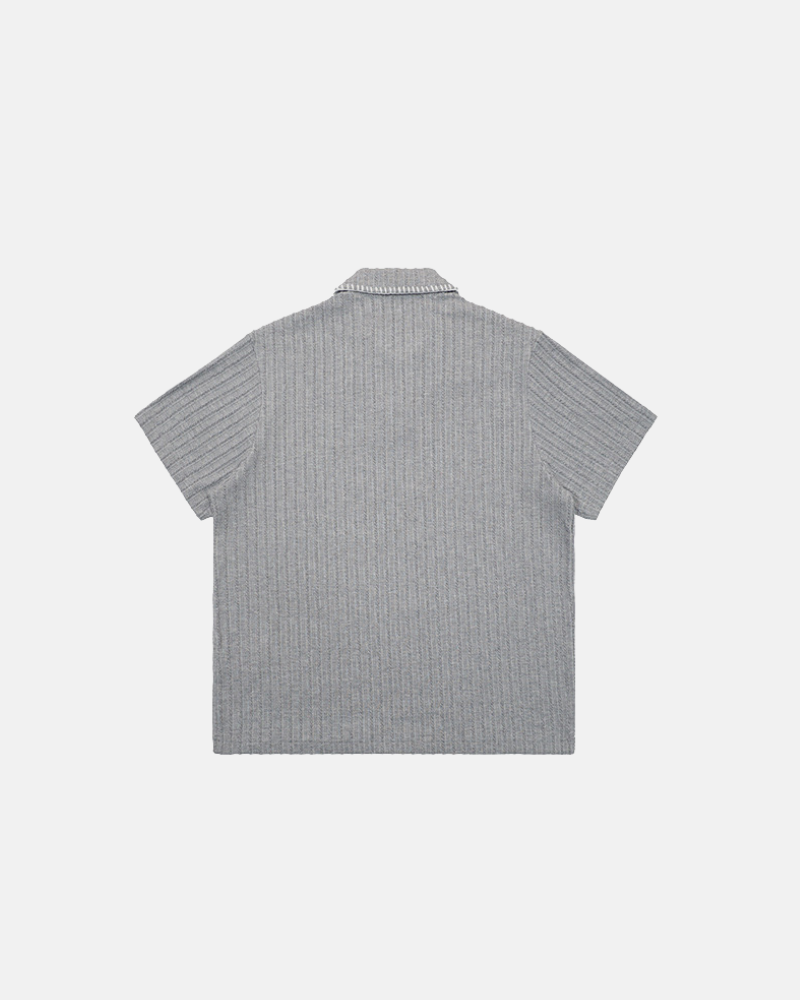 Ribbed Knit Polo Tee