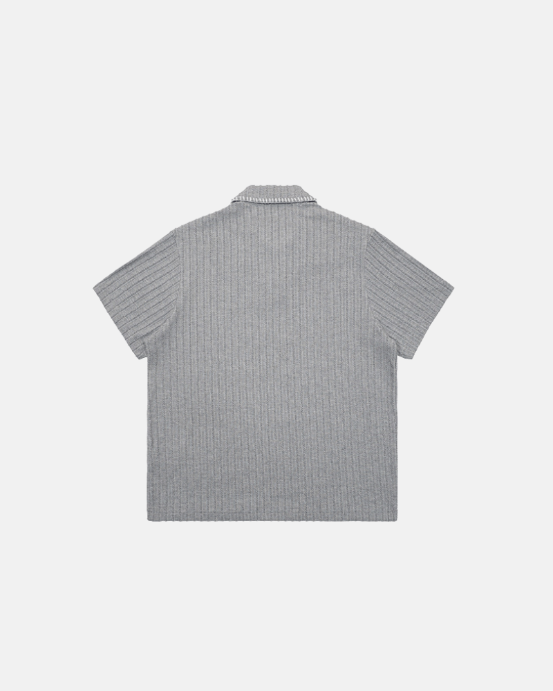Ribbed Knit Polo Shirt
