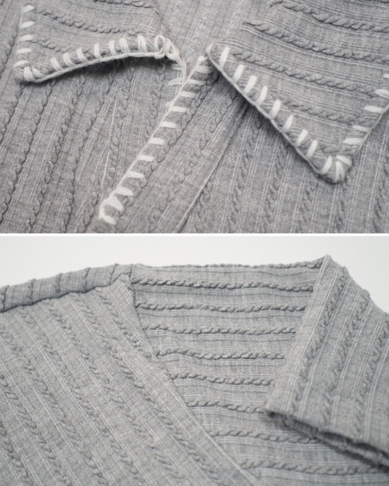 Ribbed Knit Polo Tee