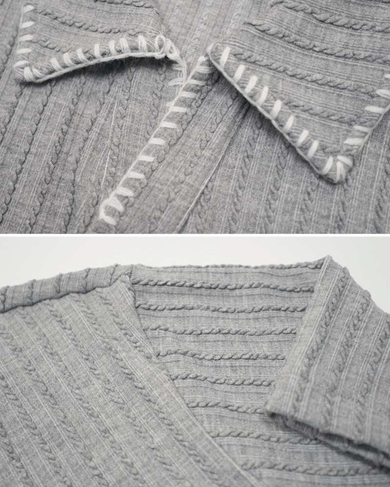 Ribbed Knit Polo Shirt