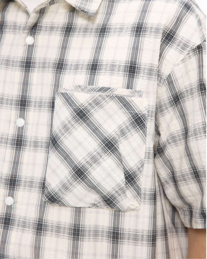 Chemise à manches courtes à coupe décontractée en tissu à carreaux