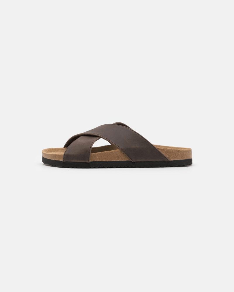 Crossover Suede Cork Sandals