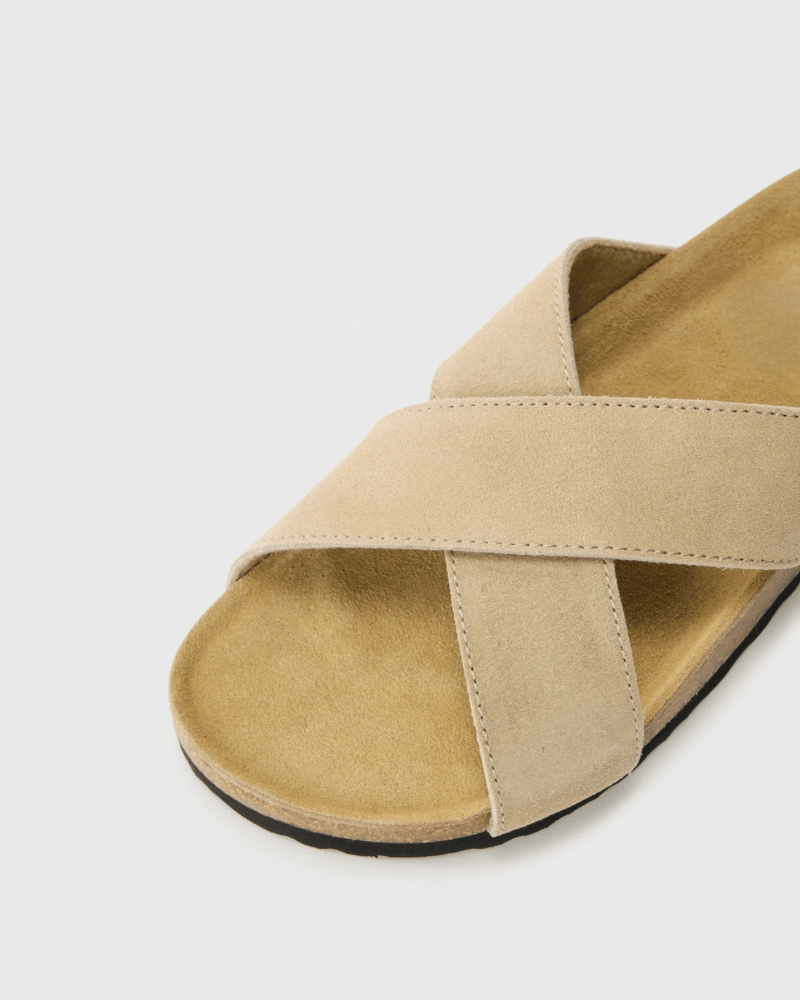 Crossover Suede Cork Sandals