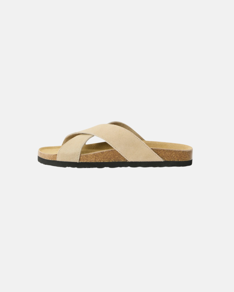 Crossover-Sandalen aus Wildleder und Kork