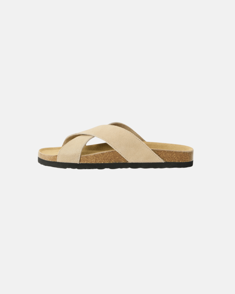 Crossover Suede Cork Sandals