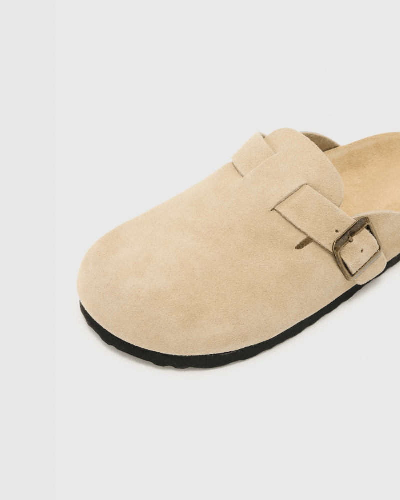 Buckle Suede Clogs Sandals