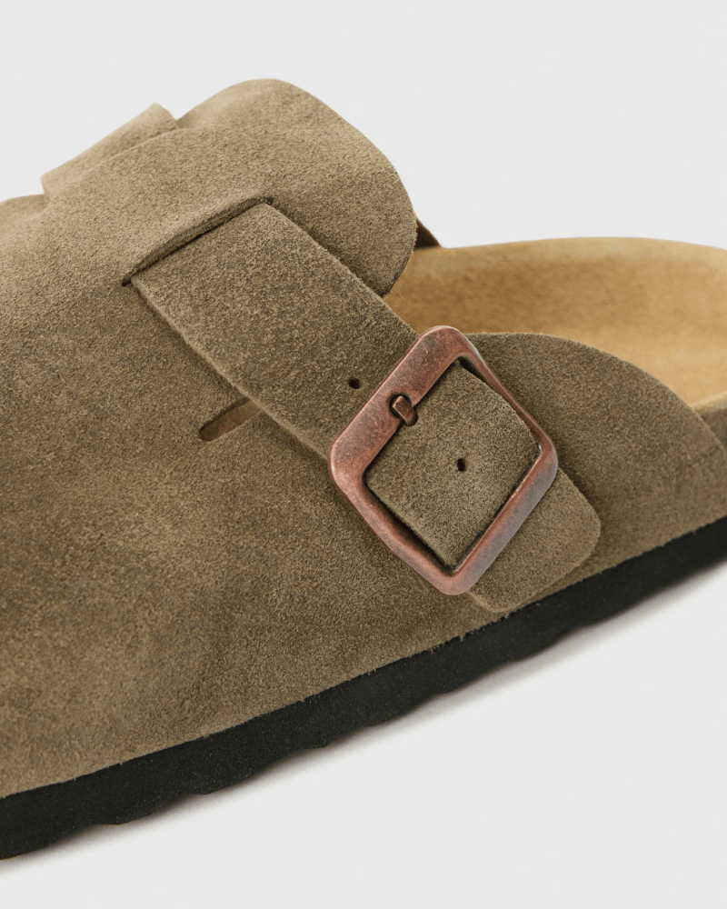 Buckle Suede Clogs Sandals