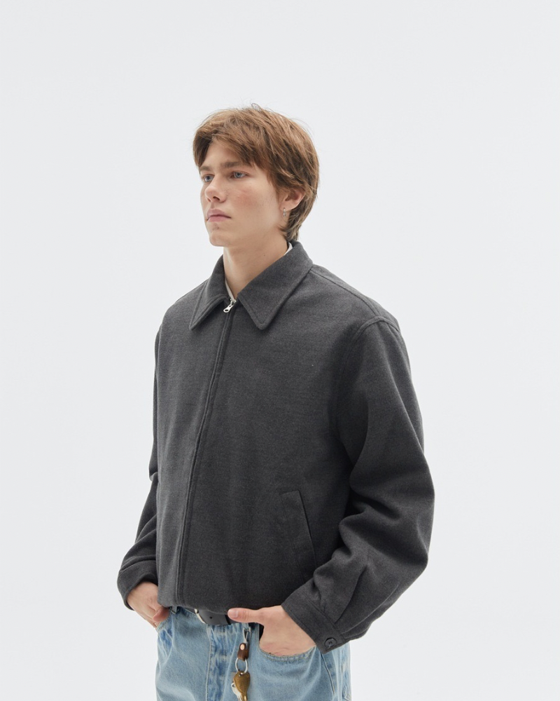 Charcoal Wool Zip Jacket