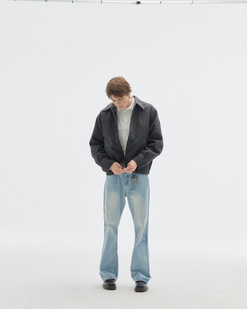 Charcoal Wool Zip Jacket