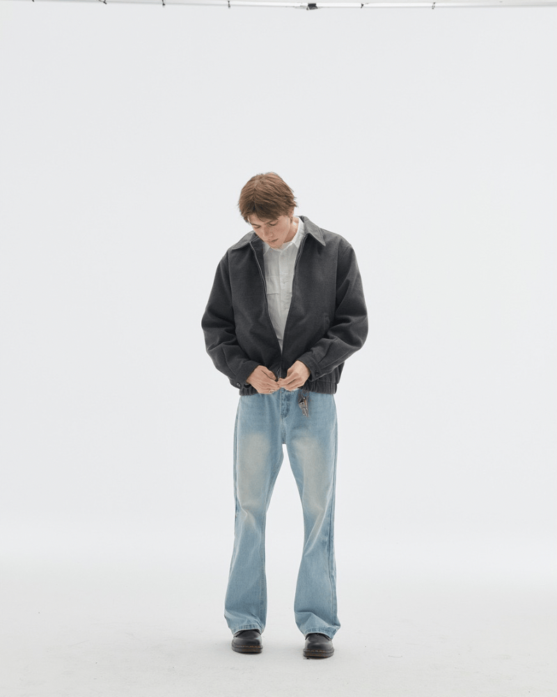 Charcoal Wool Zip Jacket