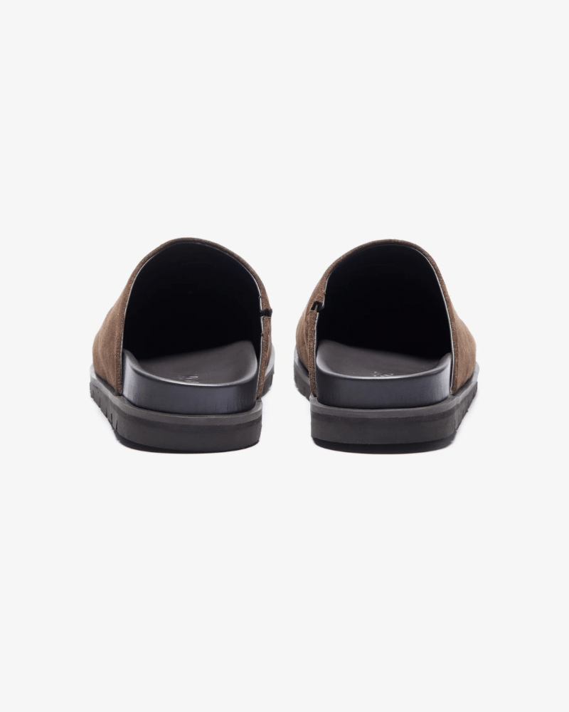Suede slip on sandals