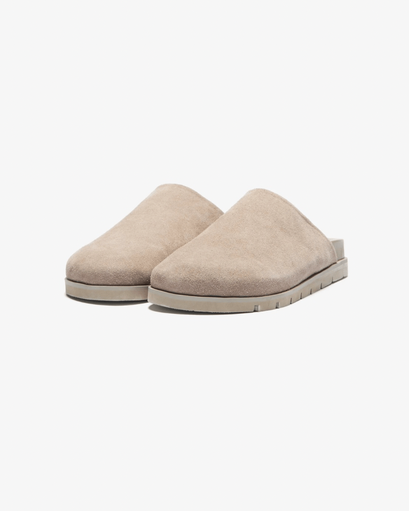 Suede slip on sandals