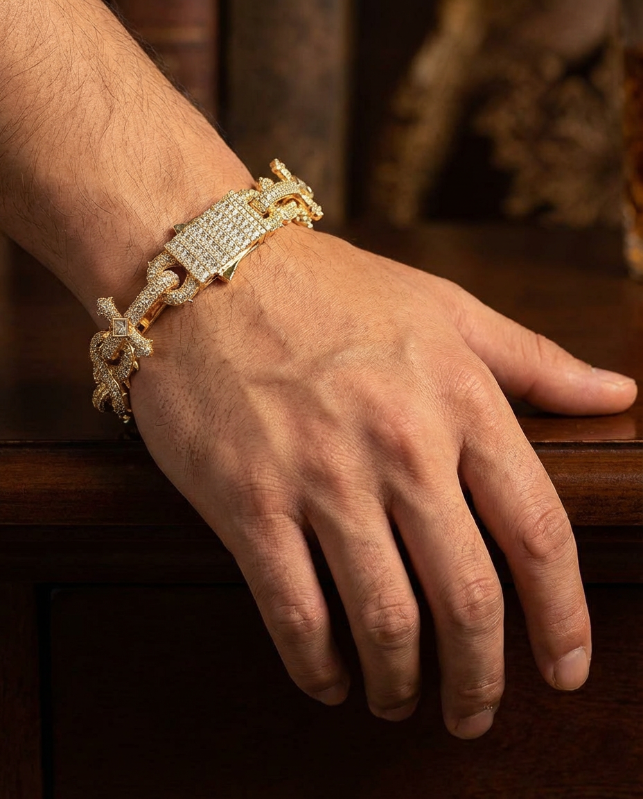 Iced Cross Lock Cuban Link Bracelet