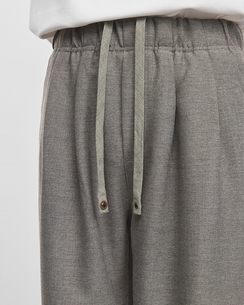 Shallow Silhouette Wide-Leg Slacks Pants